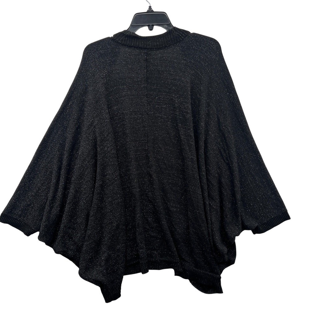 Torrid Black Metallic Knit Liquid Shine Wrap Poncho Size 3/4 Open Front Dressy - Picture 5 of 7